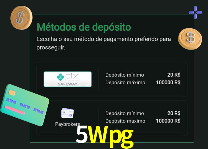 O cassino 5Wpg oferece uma grande variedade de métodos de pagamento